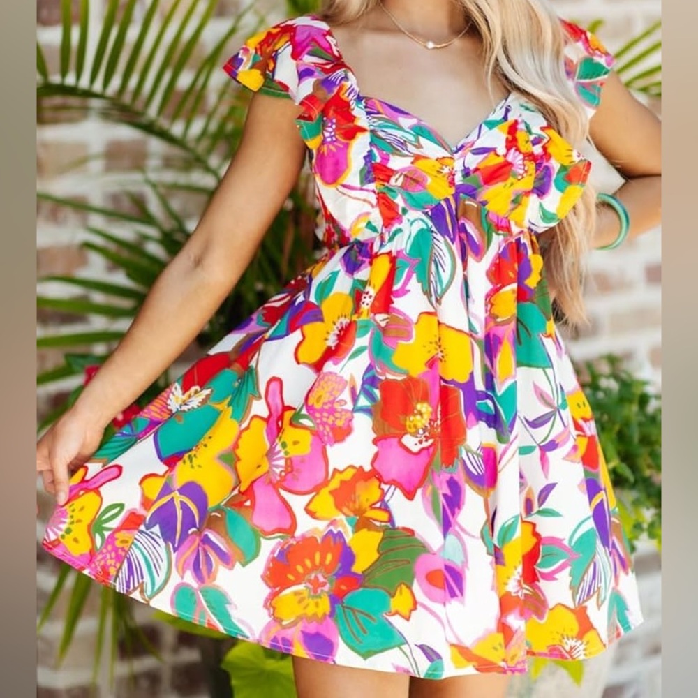 Floral Multicolor babydoll Mini Dress